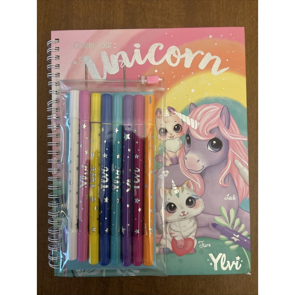 Create Your Unicorn Coloring Book Ylvi By Depesche Pencil Case With 8 Pens